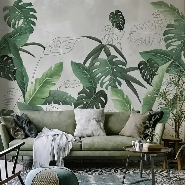 Tropical rain forest 3d wallpaper leaves home decoration mural wall paper for living room