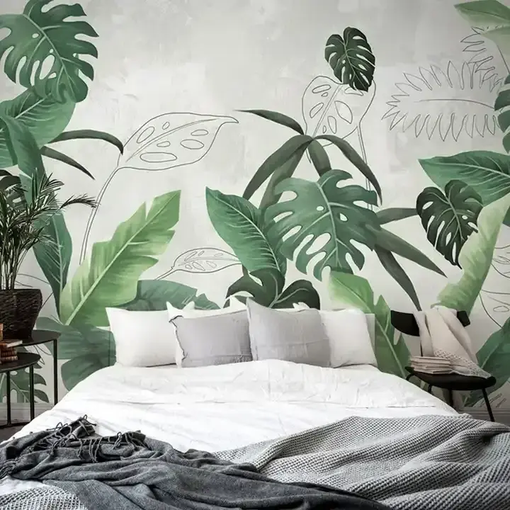 Tropical rain forest 3d wallpaper leaves home decoration mural wall paper for living room