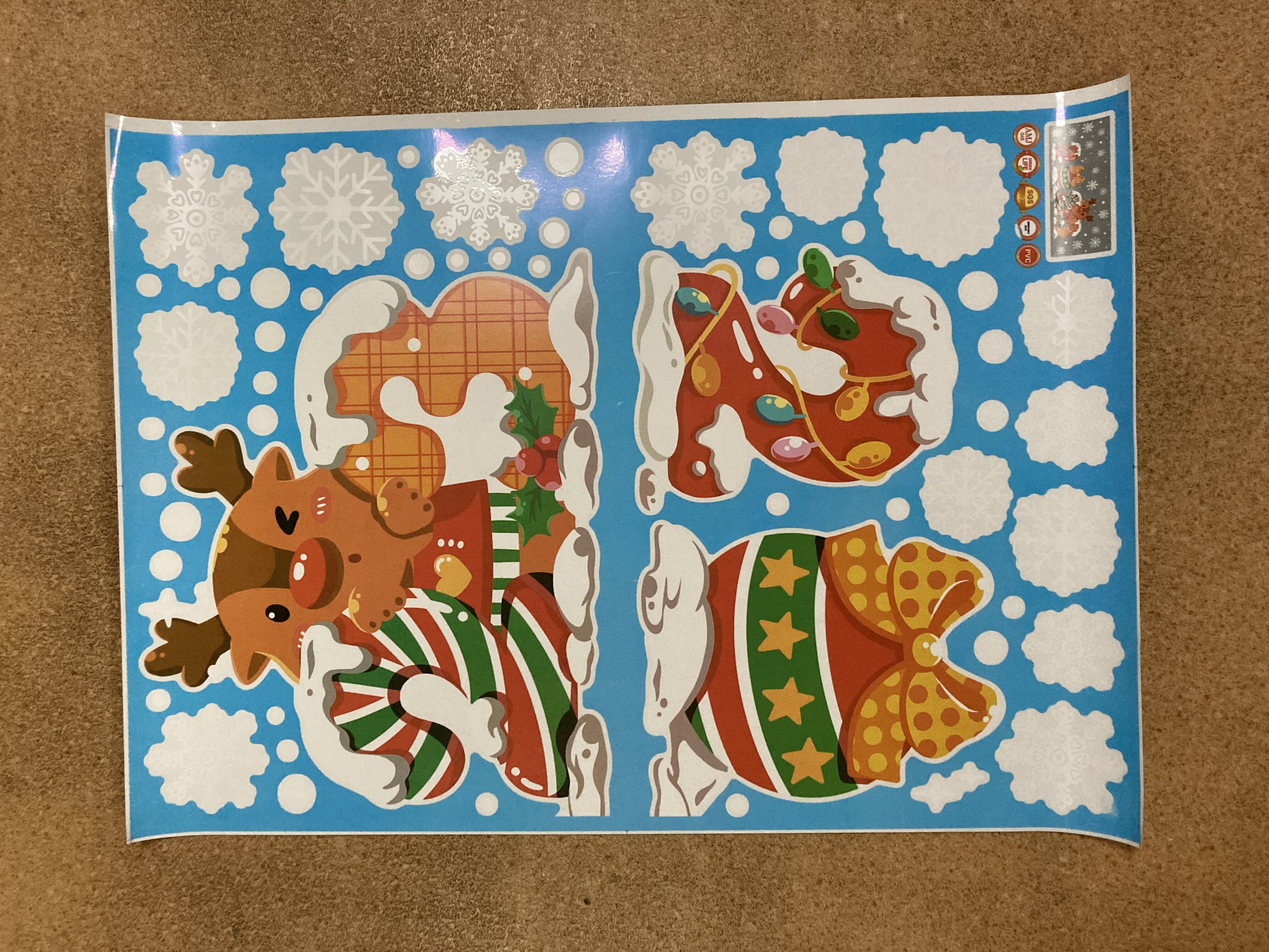 Wholesale custom printing Decoration window show removable christmas cling sticker decal