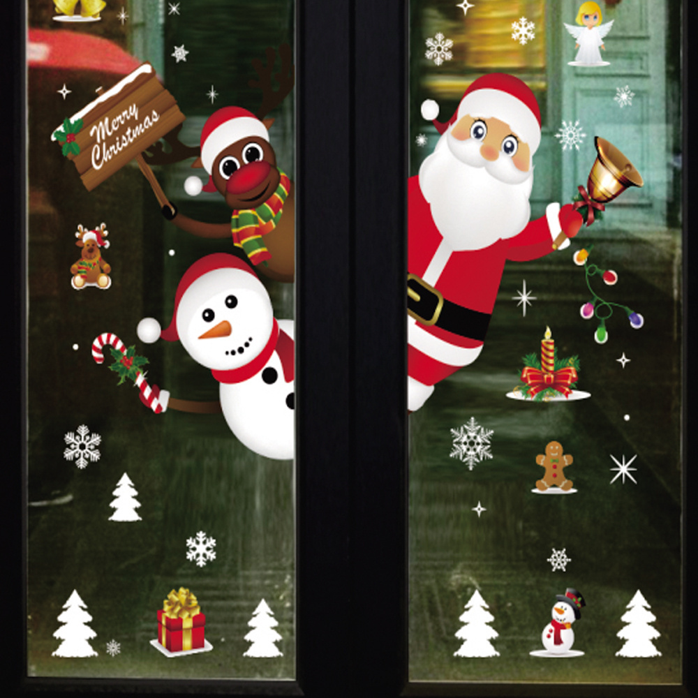 safe removable christmas tree snowman sunflake wall window decal sticker