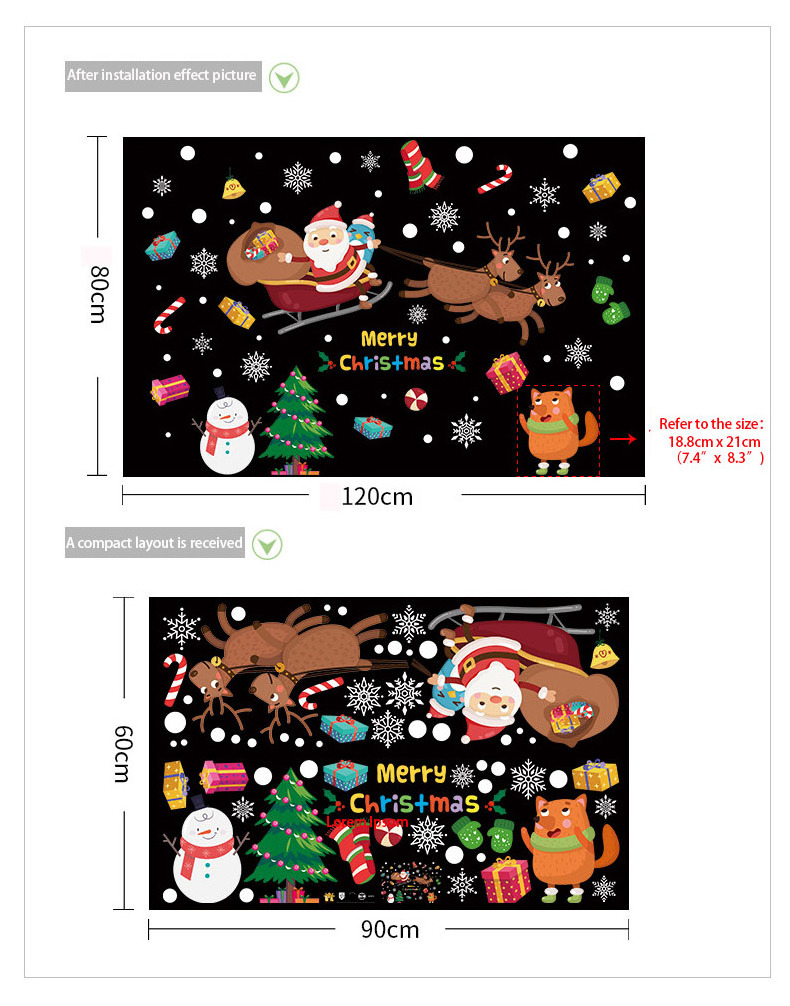 Hot Selling Low Moq Wholesale Decoration Static Cling Christmas Window Glass Stickers