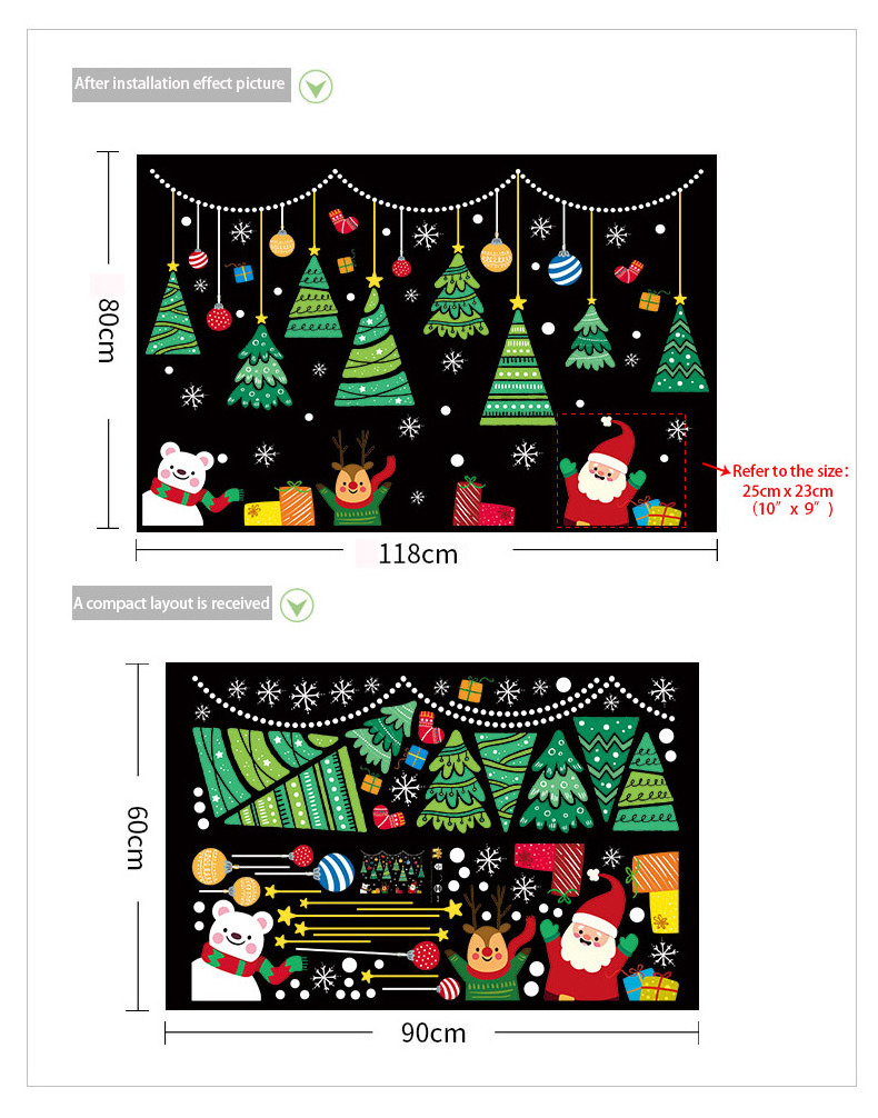 Hot Selling Low Moq Wholesale Decoration Static Cling Christmas Window Glass Stickers