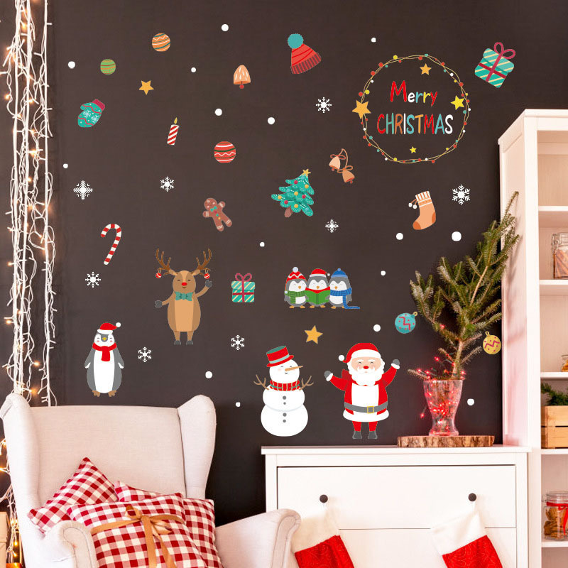 Hot Selling Low Moq Wholesale Decoration Static Cling Christmas Window Glass Stickers