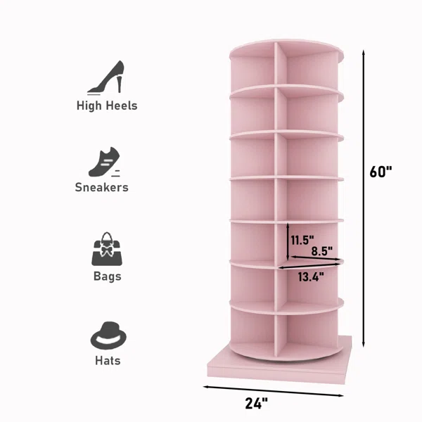 Large Capacity 360 rotating shoe rack tower 7 tier degree rotating cabinet shoe racks