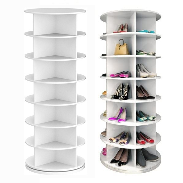 Customized Size shoe carousel 360 rotating shoe rack tower 7 tier storage cabinet rotating shoe racks