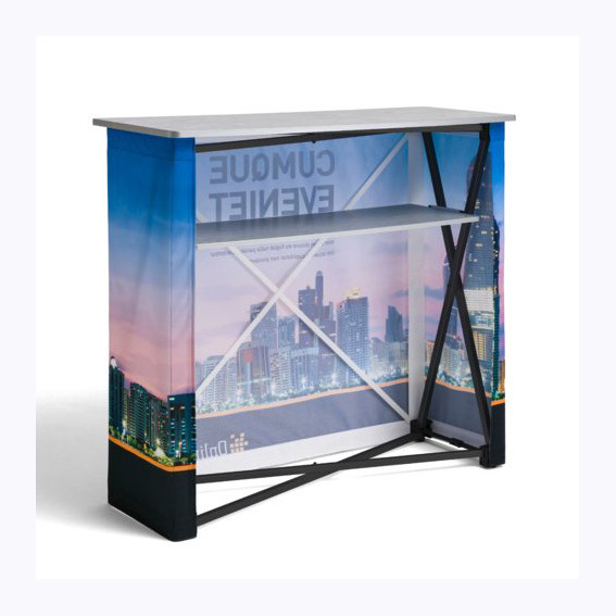 Fabric Pop Up Display 5.25' x 2.75' Portable Promotional Counter Stand Booth With Aluminum Coated Frames