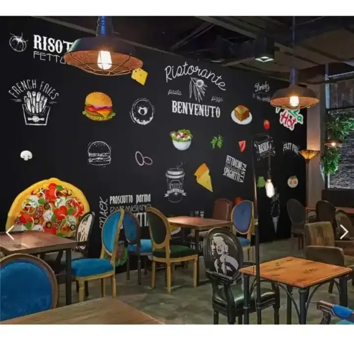 Burger Fast Food Restaurant Coffee Shop Kitchen Photo Background Wallpaper Living Room 3D Wall Art Mural Wallpaper