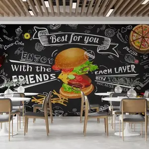 Burger Fast Food Restaurant Coffee Shop Kitchen Photo Background Wallpaper Living Room 3D Wall Art Mural Wallpaper