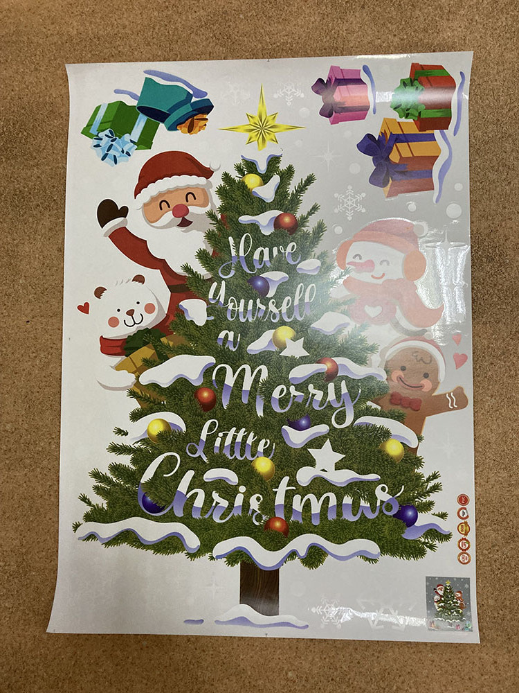 Wholesale custom printing Decoration window show removable christmas cling sticker decal