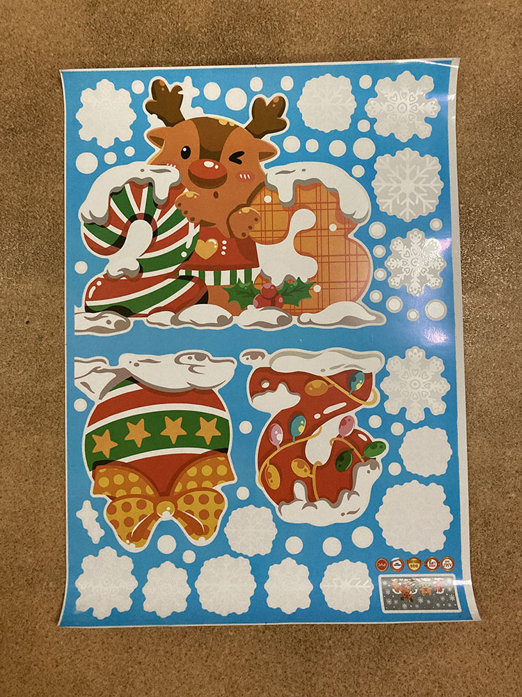 Wholesale custom printing Decoration window show removable christmas cling sticker decal