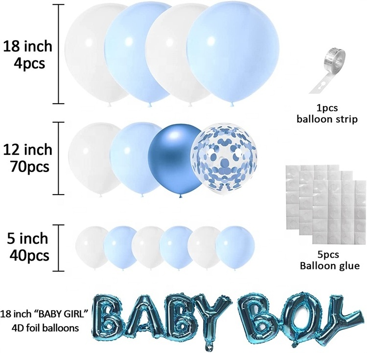 Blue White Balloon Arch Garland Kit Boy Girl Baby Shower Decorations Birthday Engagement Party Gender Reveal Balloons Decoration