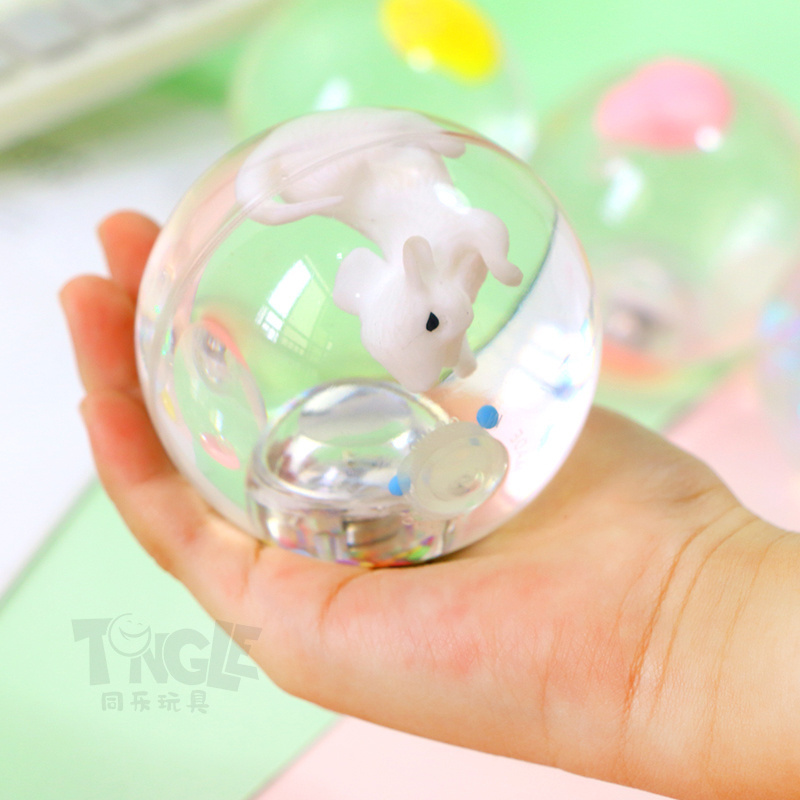 Ready to Ship Newest sale trendy style little duck glitter clear super bouncing ball