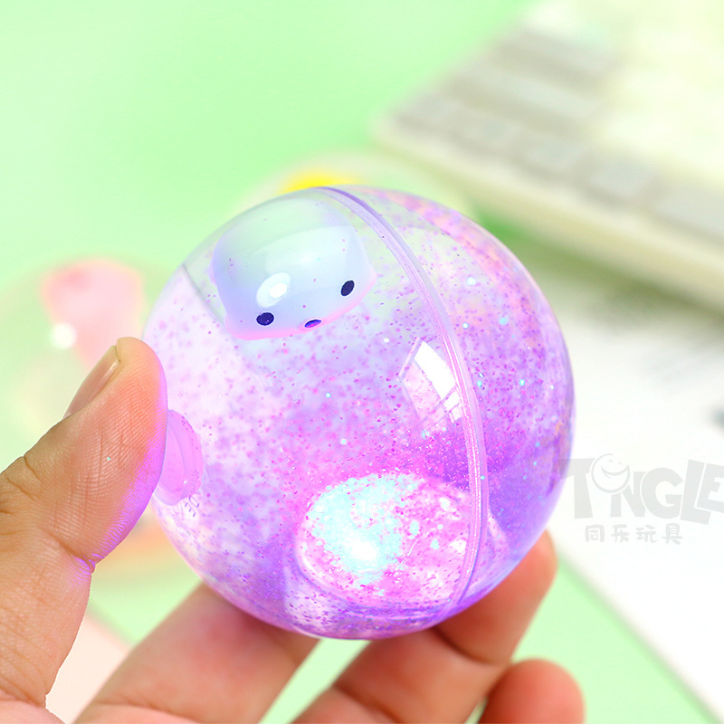 Ready to Ship Newest sale trendy style little duck glitter clear super bouncing ball