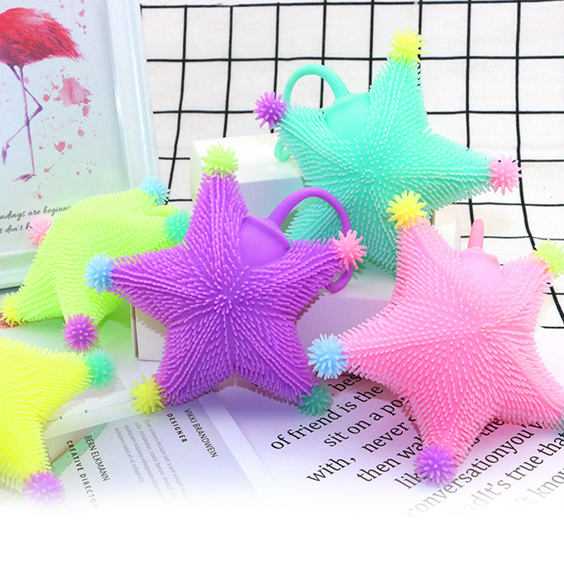 Hot Sale Soft Light Up Star Puffer Ball TPR Flashing Ball Toys For Kids