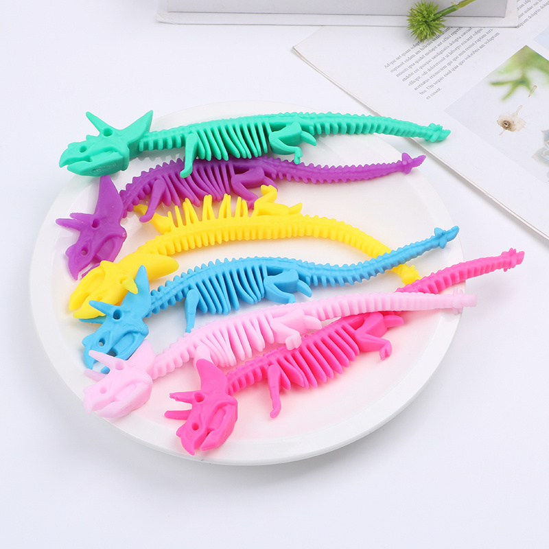 TPR Creative Fidget String Noodle Dinosaur Fossil Decompression Kids Squishy Stress Toys For Kids