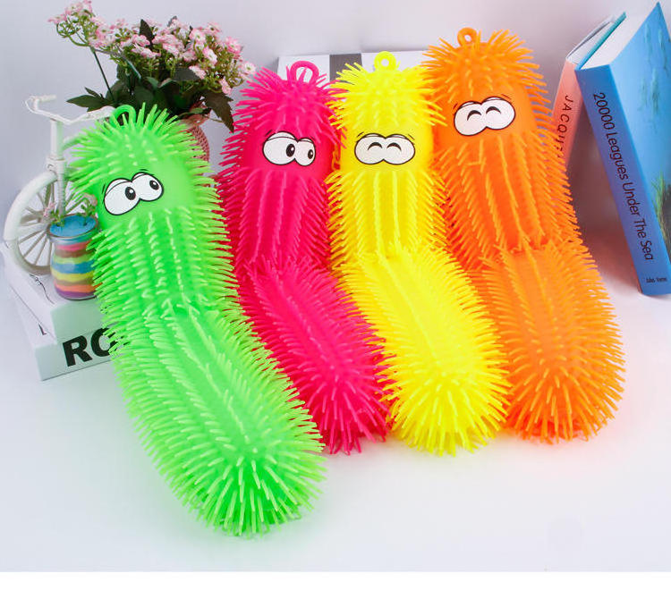 LED Light Up Stretchy Caterpillars Squishy Stress Balls Toy  squeeze fidget sensory stress toys