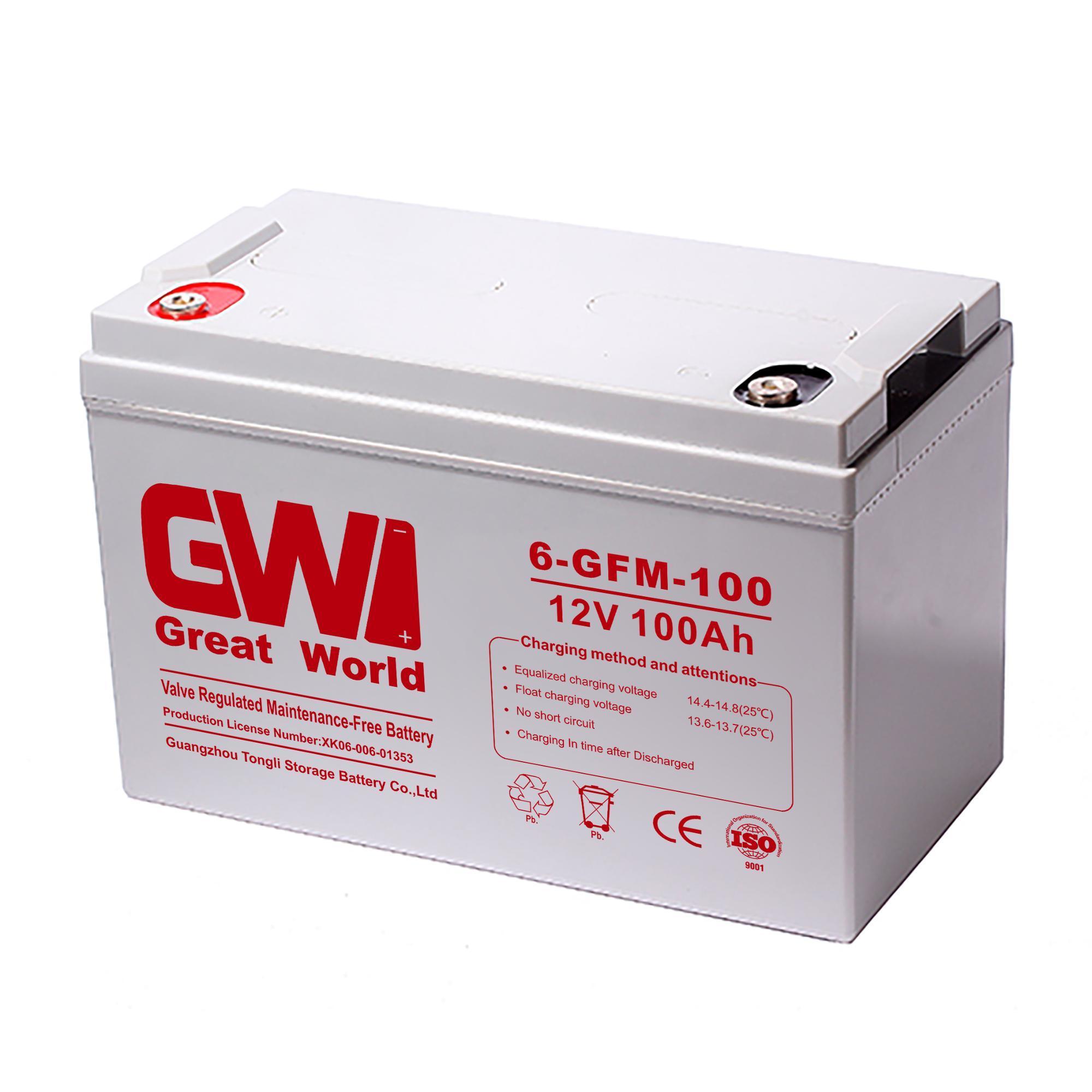 Long Life Rechargeable 12V 100ah Sealed Lead Acid Energy Storage AGM Batteries for UPS / EPS / Solar Energy System