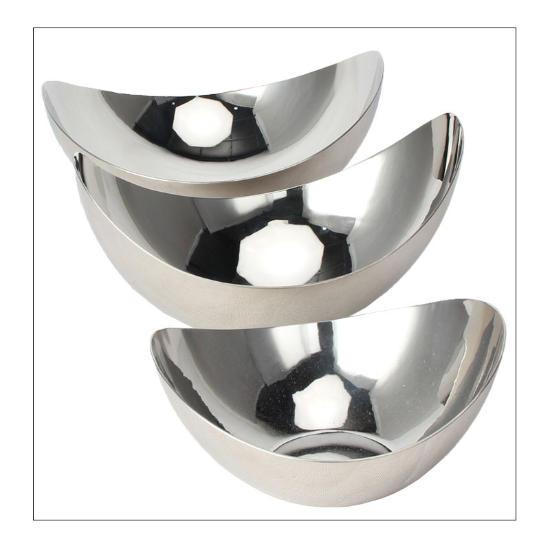 wholesale supplier buffet decoration bowl hammered round salad bowl set silver fruit bowl stainless for sale