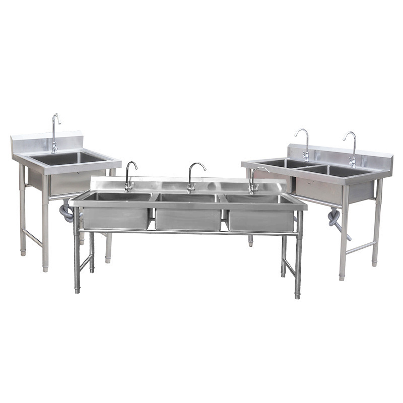 Yantai tongli Hotel restaurant kitchen equipment free standing heavy duty Single double bowl Stainless steel sink