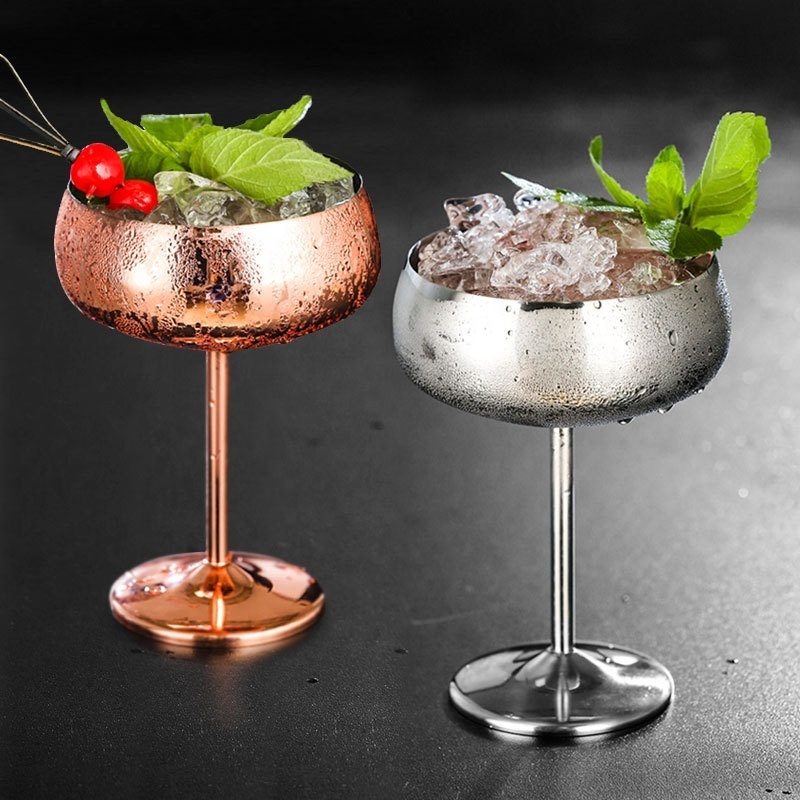 rose gold wine cup goblet stainless steel coupe martini cocktail glasses