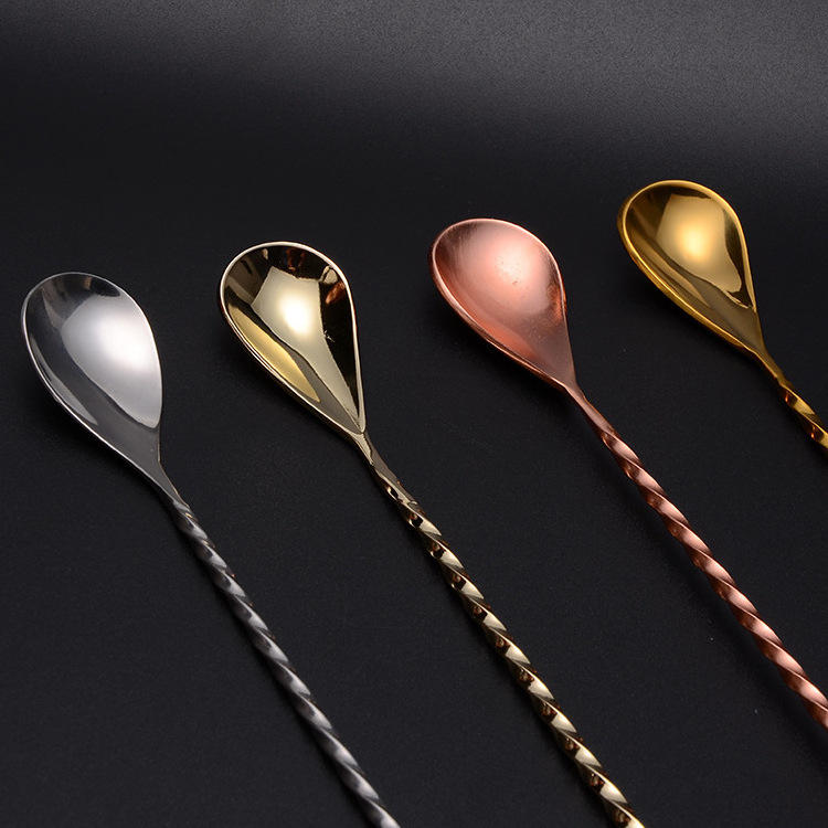 New Arrival Metal Cocktail Spoon Stainless Steel Bar Tool Accessories Cocktail Picks Stainless Steel Sticks Mixing Spoon