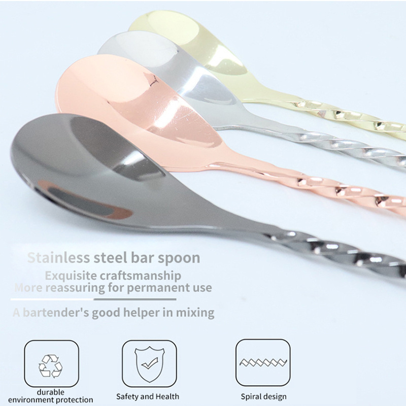 New Arrival Metal Cocktail Spoon Stainless Steel Bar Tool Accessories Cocktail Picks Stainless Steel Sticks Mixing Spoon