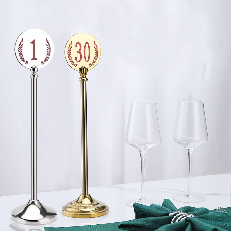 Yantai tongli metal restaurant menu holder stainless tables gold stand table number holders