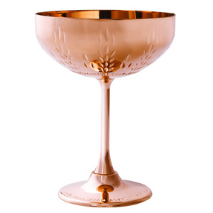 Luxury Gold Cocktail Glasses 304 Stainless Steel Goblets for Bar and Hotel Use Unique Patterned Wine Glass with Custom Logo