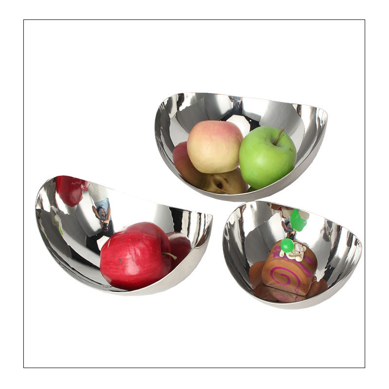 wholesale supplier buffet decoration bowl hammered round salad bowl set silver fruit bowl stainless for sale