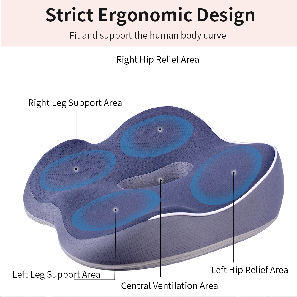 Gel Infused High Density Foam Lumbar Support Back Support Neck Viscoelastic Pu Office Orthopedic Chair Memory Foam Seat Cushion