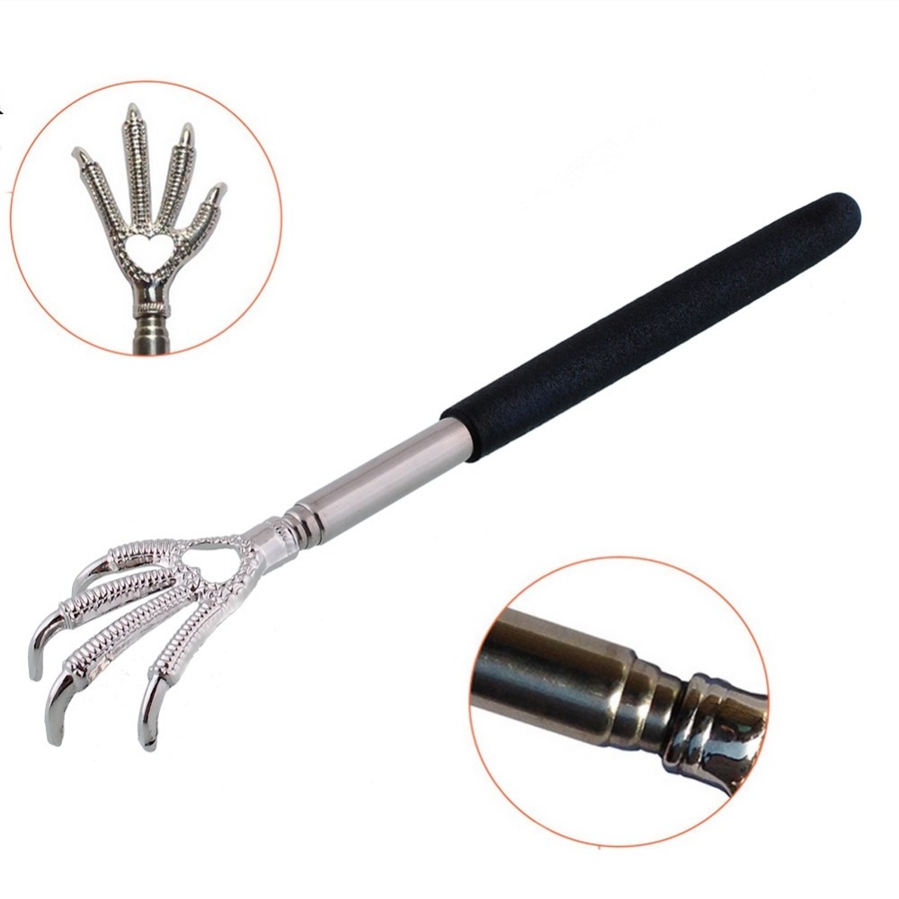 Practical Handy Telescopic Extendable Handheld Stainless Steel Telescopic Scratching Massage Eagle Claw Back Scratcher