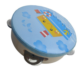 4 6 7 8 inch 4"6"7"8" wood Metal educational toy drum Musical Instrument Single Double row cartoon tambourine carrying case