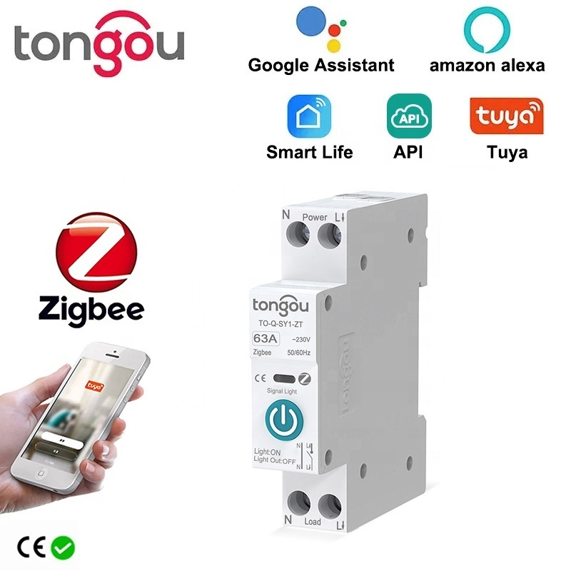 API TUYA Zigbee smart circuit breaker Switch 1P 63A DIN Timer Switch Relay Remote Control Rail for smart home remote control