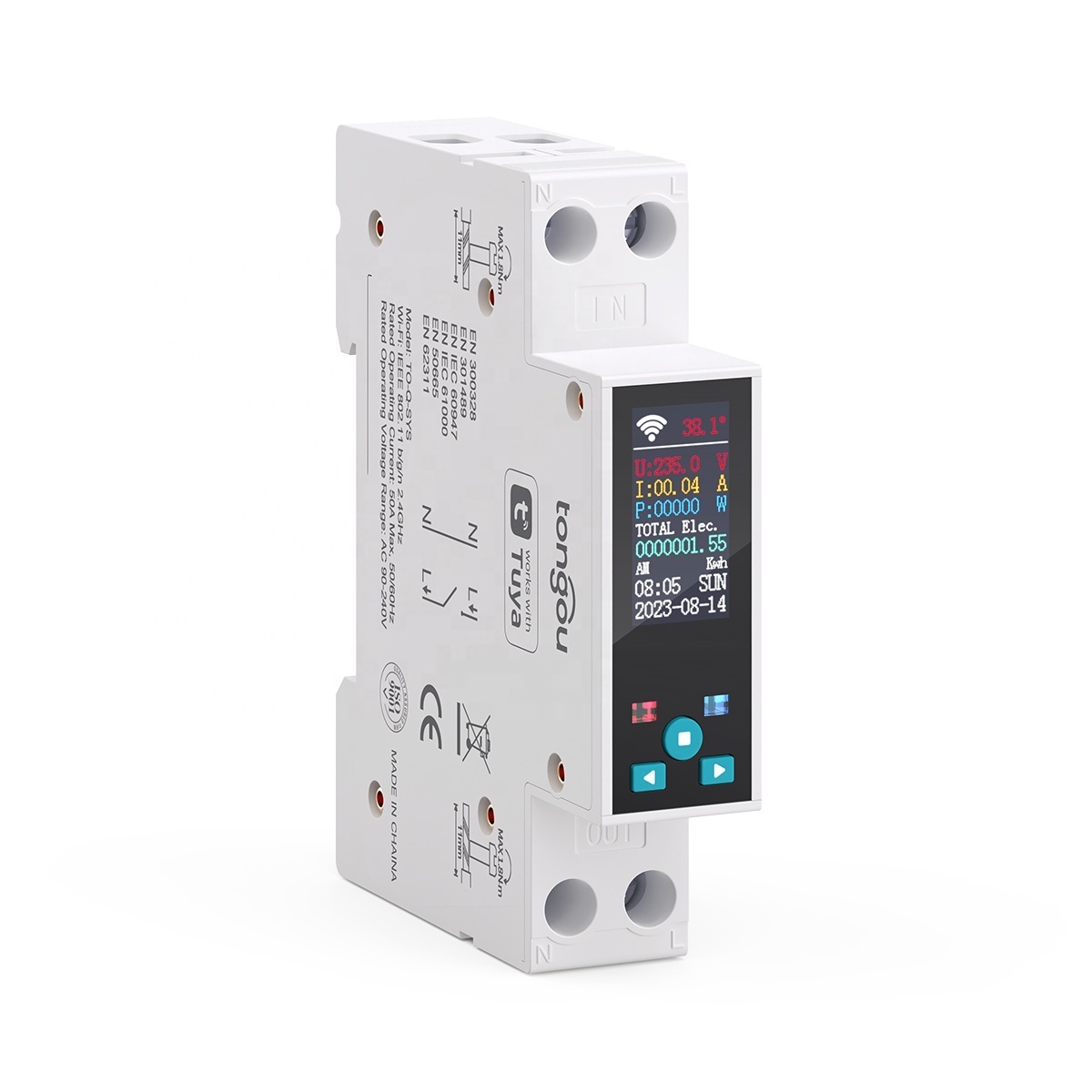 TUYA WIFI 1P+N Smart Circuit Breaker DIN Rail for Smart Home Wireless Remote Control Switch by TONGOU