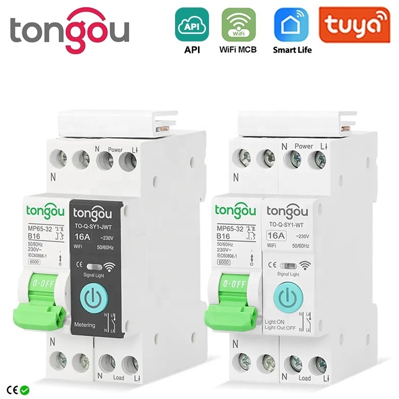 API TUYA MCB WIFI Smart Circuit Breaker 1P 32A DIN Rail for Smart Home wireless Remote Control Switch by TONGOU