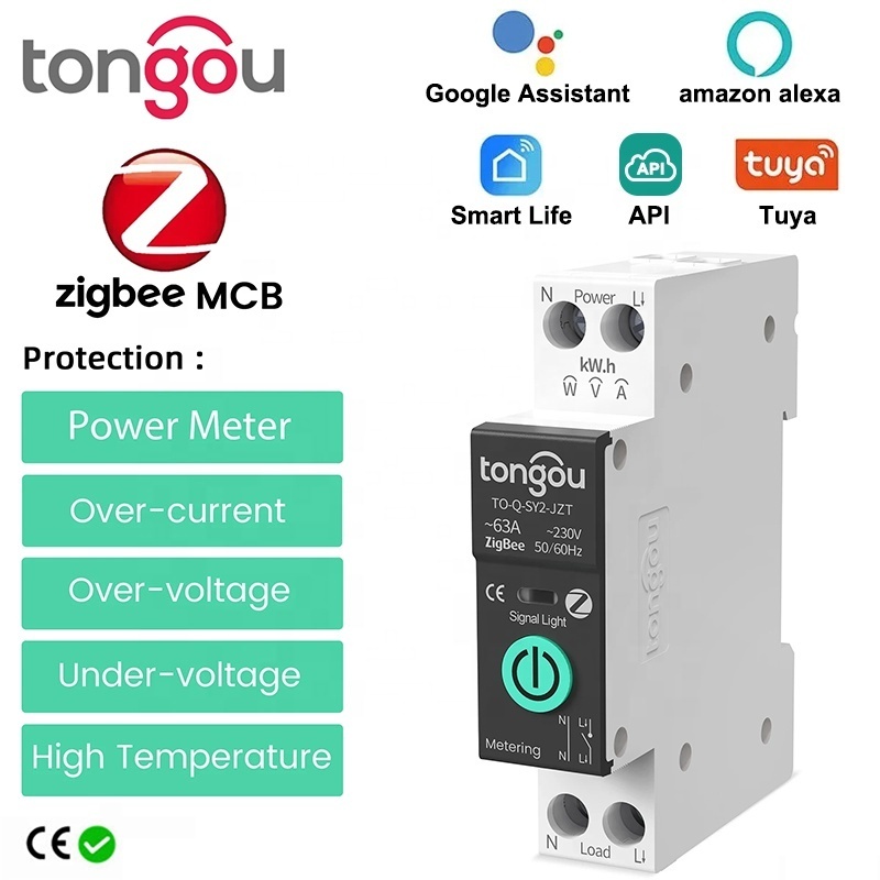 API TUYA MCB ZigBee Smart Circuit Breaker Over Current Under Voltage Protection Power Metering Wireless Remote Control Switch