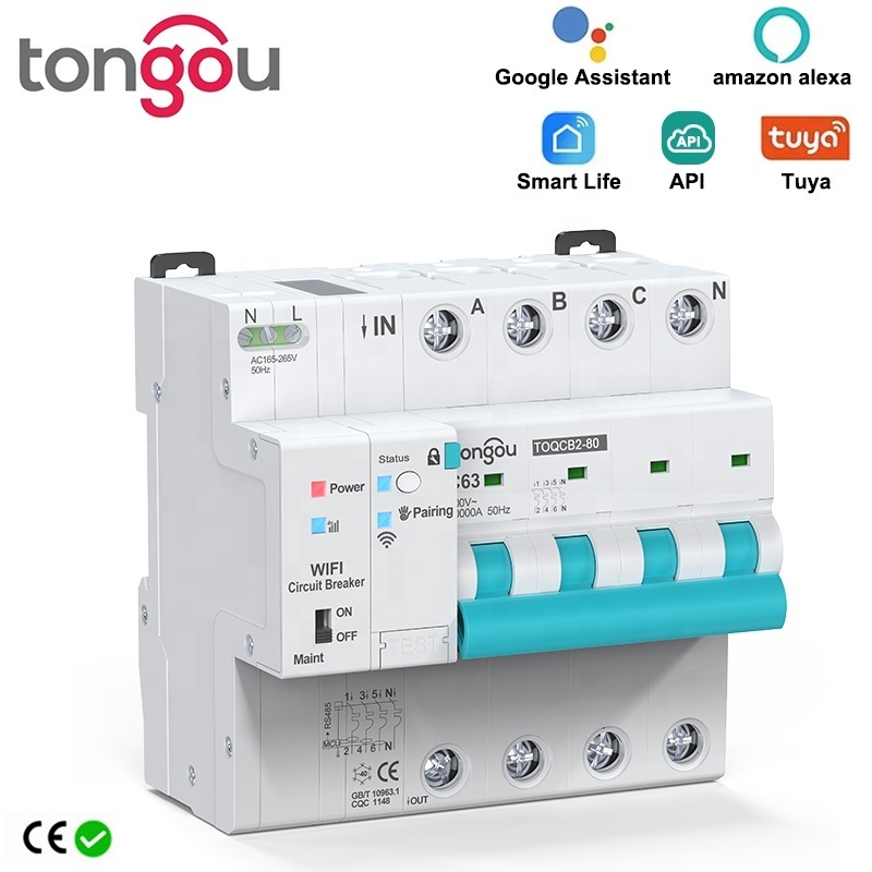 API Tuya 4P WIFI Metering Circuit Breaker Smart Life Products Remote Control Automatic Wireless Interruptor Re-closing Switch