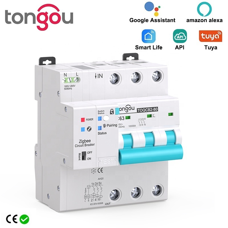 API Tuya 3P 63A Zigbee Metering Circuit Breaker Smart Life Timer Remote Control Automatic Wireless Interruptor Reclosing Switch