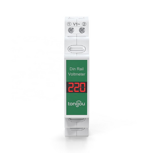 Din Rail Mount Single Phase Voltage Meter Ac 80-500V Mini Modular Voltmeter Gauge Indicator LED Digital Display TONGOU