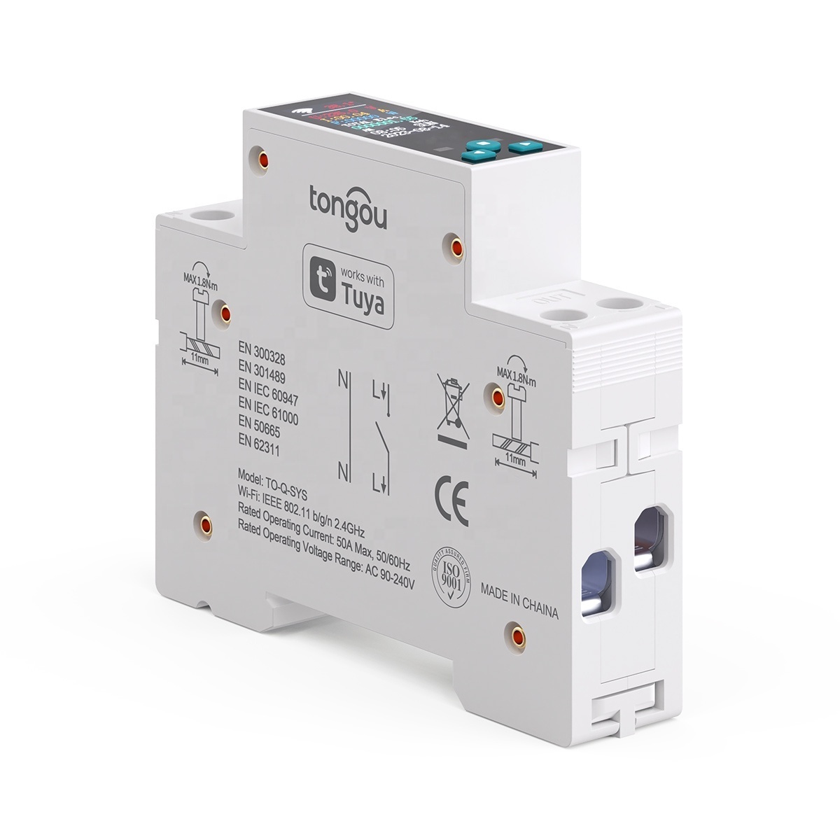 TUYA WIFI 1P+N Smart Circuit Breaker DIN Rail for Smart Home Wireless Remote Control Switch by TONGOU