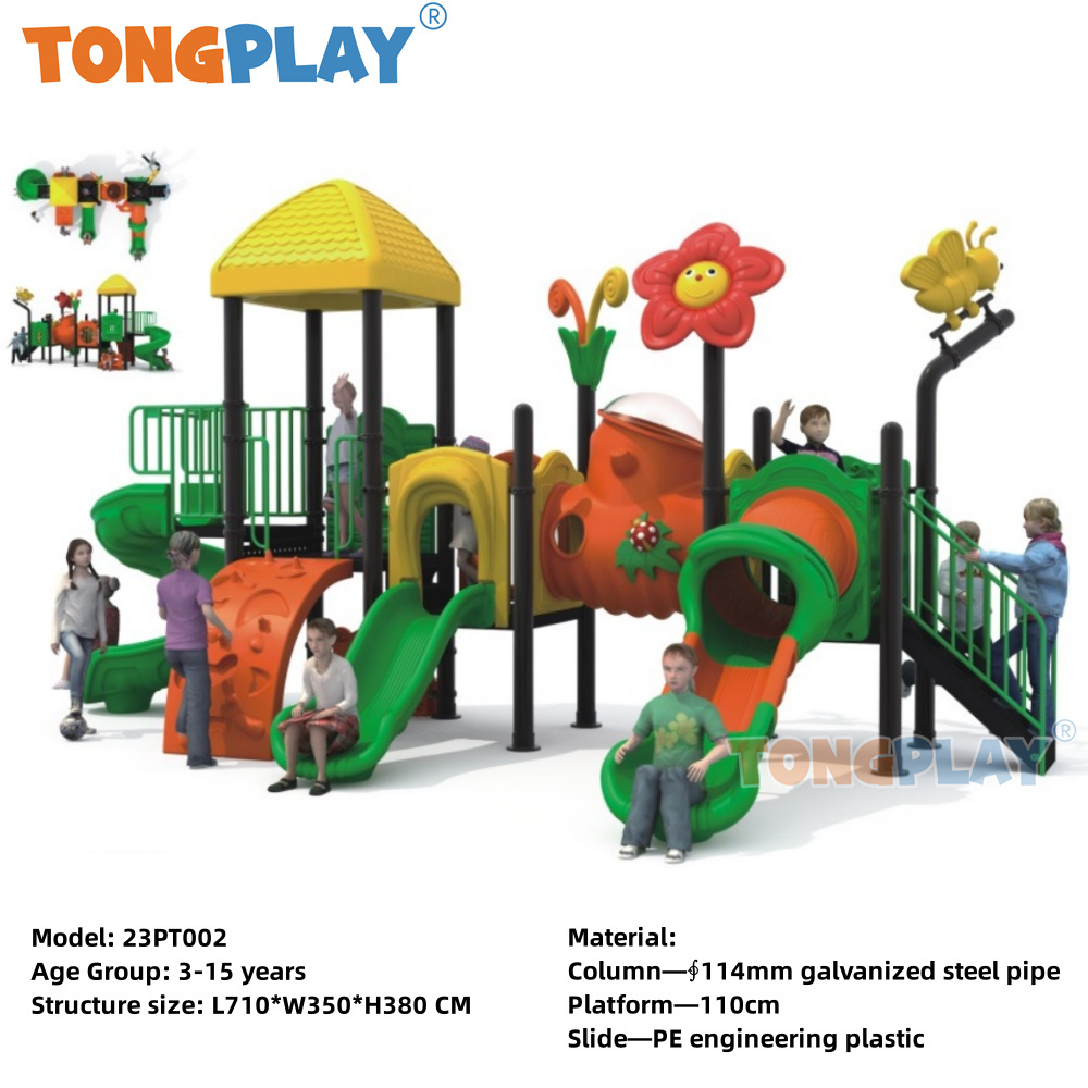 Theme Public Children Playground Children Games Plastic Slide Outdoor Playground Equipment With Swing