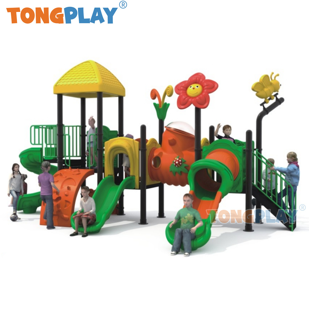 Theme Public Children Playground Children Games Plastic Slide Outdoor Playground Equipment With Swing