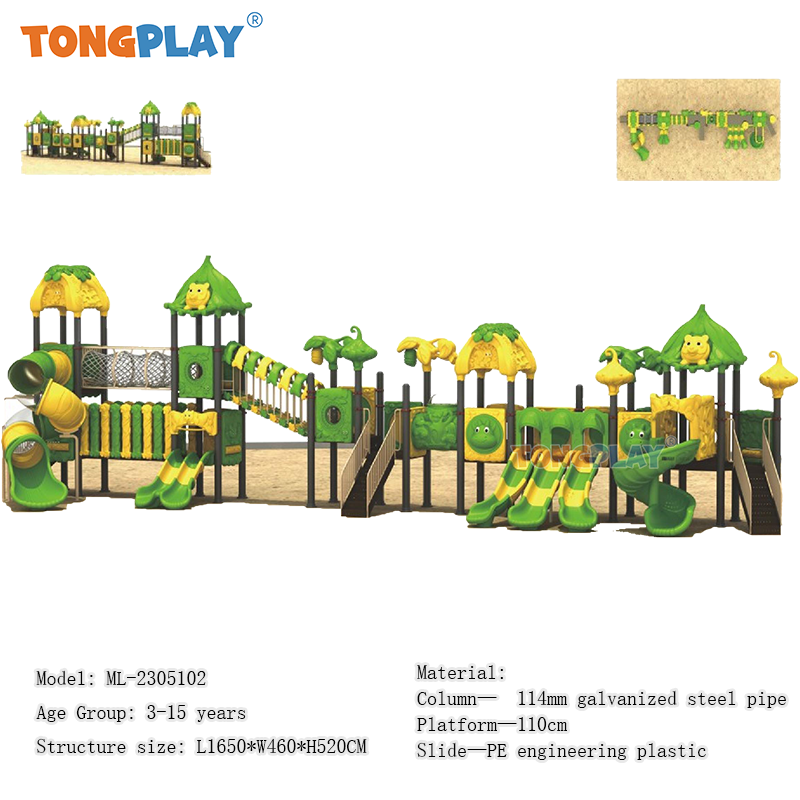 Plastic Amusement Park for Children Outdoor Double Slide Jungle Kid Used Playground Equipment Product for Sale