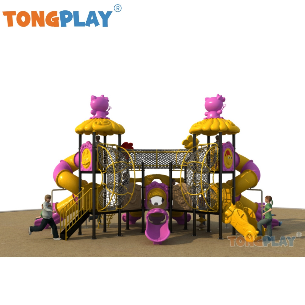 Cartoon Theme Park Tube Slide Amusement Park Games Plastic Kids Play Ground Children Outdoor Playground Equipment