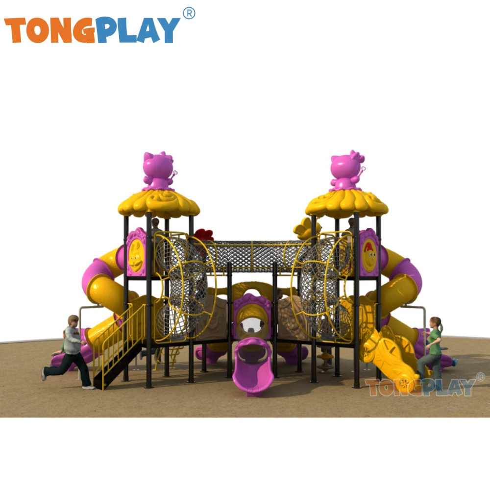 Cartoon Theme Park Tube Slide Amusement Park Games Plastic Kids Play Ground Children Outdoor Playground Equipment