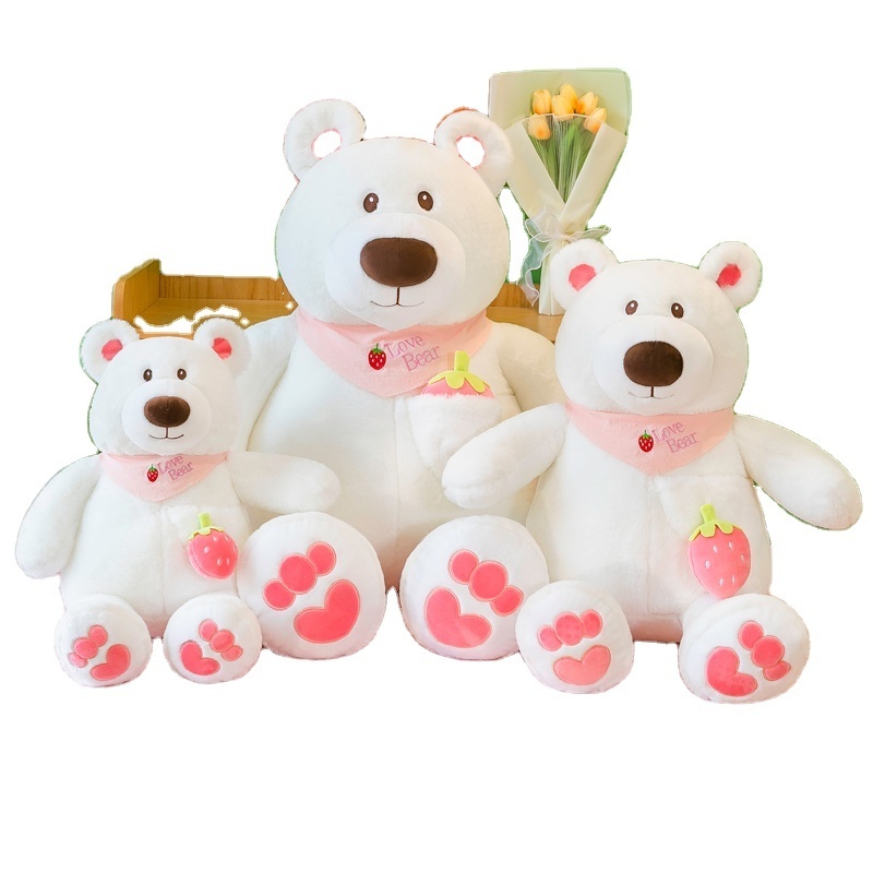 Wholesale White Scarf Polar Animal Stuffed Plush Toy for kids