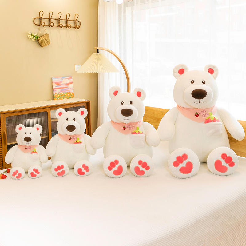 Wholesale White Scarf Polar Animal Stuffed Plush Toy for kids