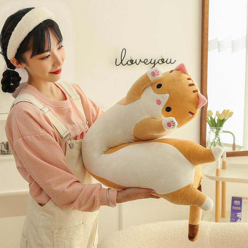 high quality Unstuffed Filling Soft Custom Plush Doll Stuffed Animal Pillow Sleeping Long Cat Plush Toy