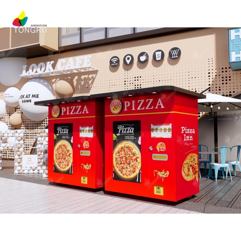 Hot Food Takeaway 24-hour self-service Heating Making Machine Customized Umbrella Pizza Vending Machine with TOP