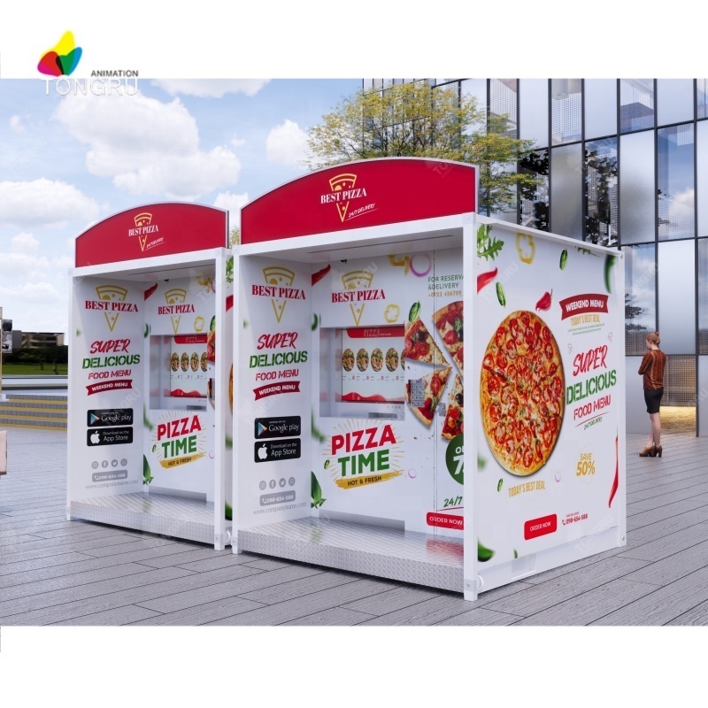 Outdoor Business Self-service Fast Food Making Machine hot pizza kiosk Fully Automatic Pizza Vending Machines